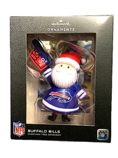Hallmark Buffalo Bills Santa Fan 2-Sided NFL Black Box Xmas Ornament NIB