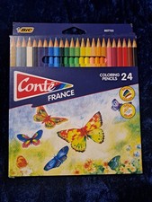 Colouring Pencils Conte France BIC - Pack Of 24 Bright Colors Artist Kid NEW