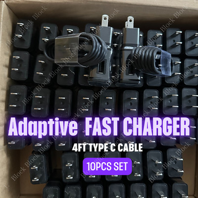 10x Lot For Samsung Galaxy S10 Note10 S8 S9 Plus Fast Wall Charger Type-C Cable