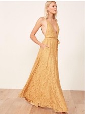 Reformation Montego yellow gold Dress gown Size Medium M NWT