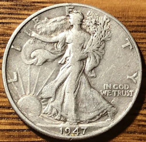 1947 D Walking Liberty Silver Half Dollar - XF Quality Coin - FREE SHIPPING