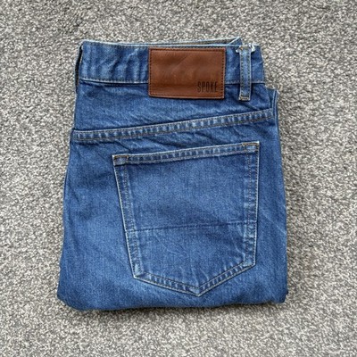 Spoke Light Blue Jeans Build A W33 L32 Straight Leg Zip Fly 100% Baumwolle STR0919