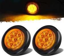 2Pcs 2 Inch Round Truck Trailer Led Side Marker Clearance Light Amber 9 Dio