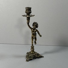 Antiker Kerzenständer Kerzenhalter Putto 26cm Art Deco Vintage Gothic Gold Guss