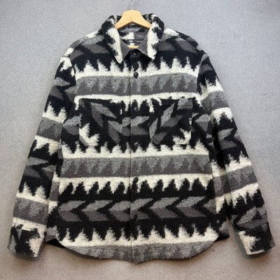 ZARA Jacke Herren Large Hemd Azteken Southwestern Teddy Navajo Cowichan Wollmischung