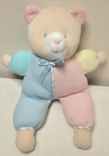 Eden Teddy Bear Plush Pastel Waffle Weave Thermal Vintage Lovey Perfectly Clean