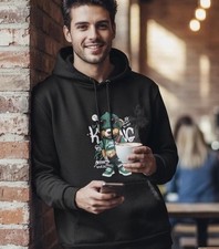 Image of King Bear Print Small Black Unisex Hoodie