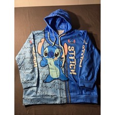 Disney Lilo Stitch Ohana Blue Zip Up Hoodie Sweatshirt XL