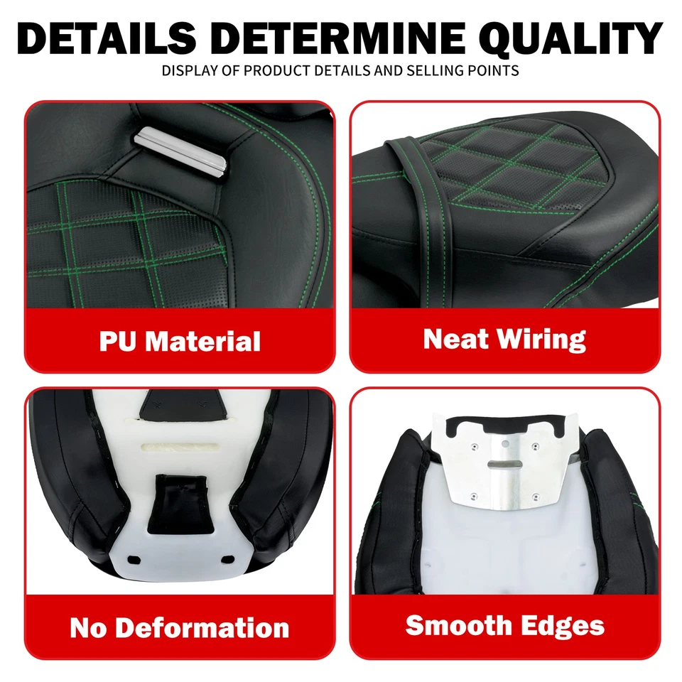 2-Up Driver Passenger Seat Green Lattice For Harley Touring Street Glide 09-24 - Imagem 2 de 4