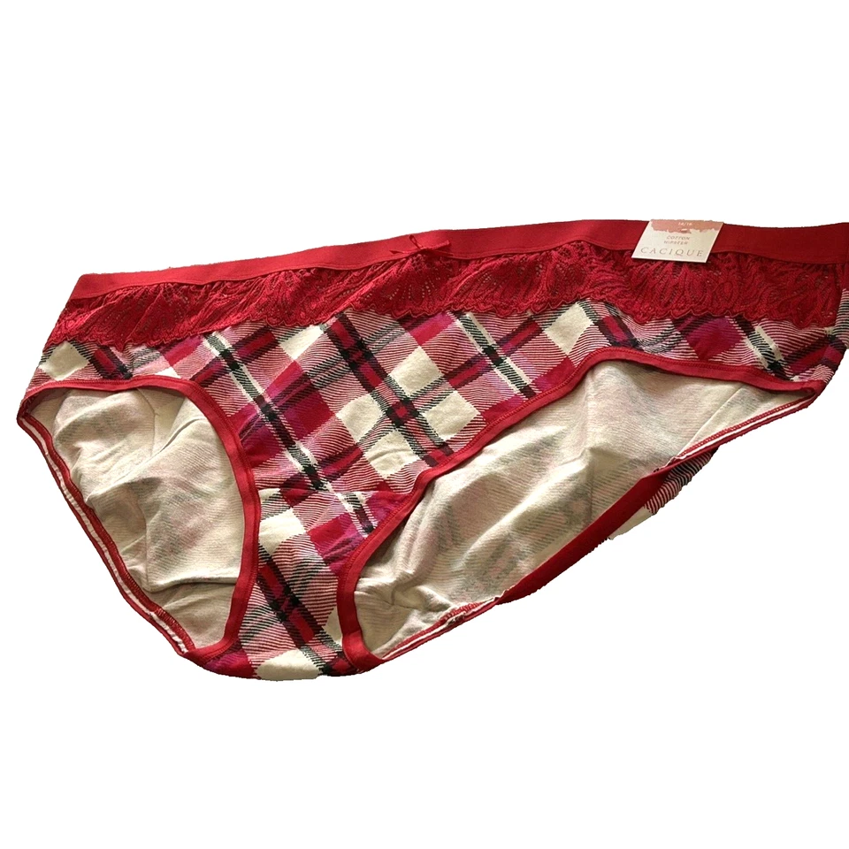 Bragas elásticas Lane Bryant blancas y rojas a cuadros hipster talla XL 14 16 NUEVAS CON ETIQUETAS Foto 2 de 4