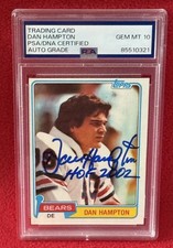 DAN HAMPTON CHICAGO BEARS Signed 1981 TOPPS RC ROOKIE CARD GEM 10 PSA 85510321