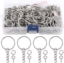 450Pcs 1" 25Mm Sliver Key Chain Rings Kit, Including 150Pcs Keychain Rings with