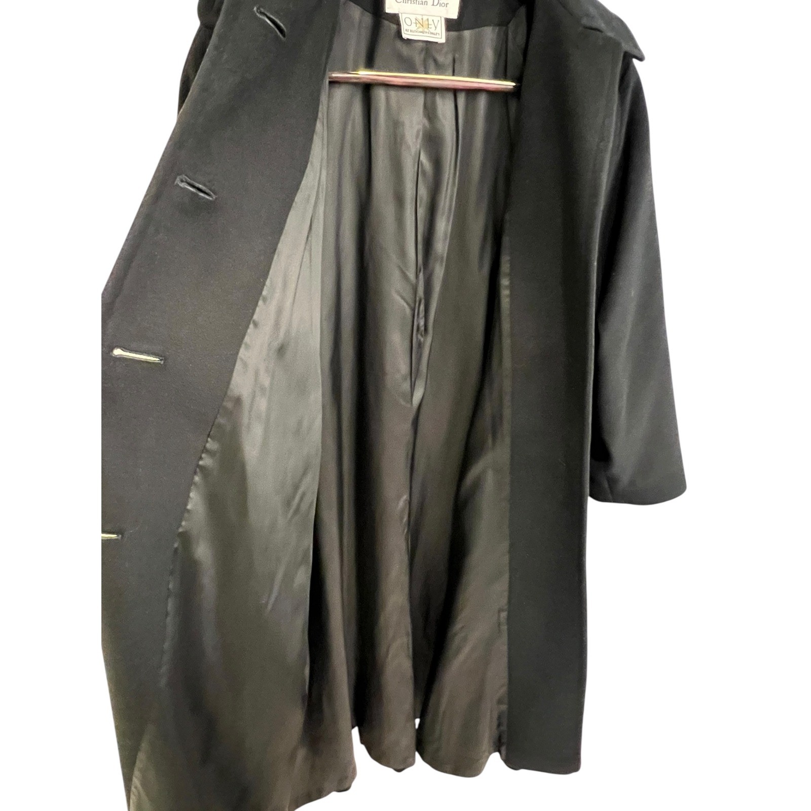 VTG Christian Dior Loro Piana 100percent Cashmere Coat 10 Black Long Overcoat image 8