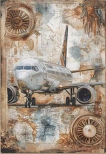 Vintage Style Airplane Aviation Engine Art Image Card 4x6 Blank Back New UNP