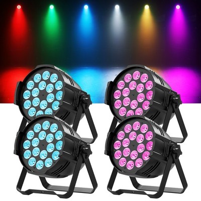 US 4PCS 270W RGBWA+UV 18x15W LED Par Light Stage Lighting Wash Light DMX DJ Show