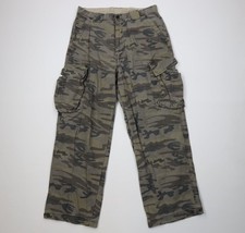 Vintage Y2K Streetwear Mens 34x30 Faded Baggy Wide Leg Cargo Pants Camouflage