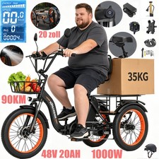 1000W E-Bike Klapprad Dreirad Elektro 3 Räder 48V 20AH 20*3 Zoll mit …