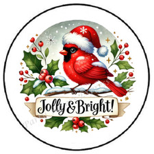 JOLLY AND BRIGHT CARDINAL CHRISTMAS ENVELOPE SEALS LABELS STICKERS PARTY FAVORS