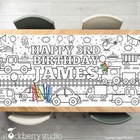Transportation Coloring Tablecloth Birthday Party Decorations Train Cars Trucks