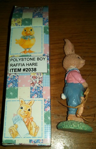 Polystone Boy Raffia Hare Easter Rabbit - Picture 3 of 6