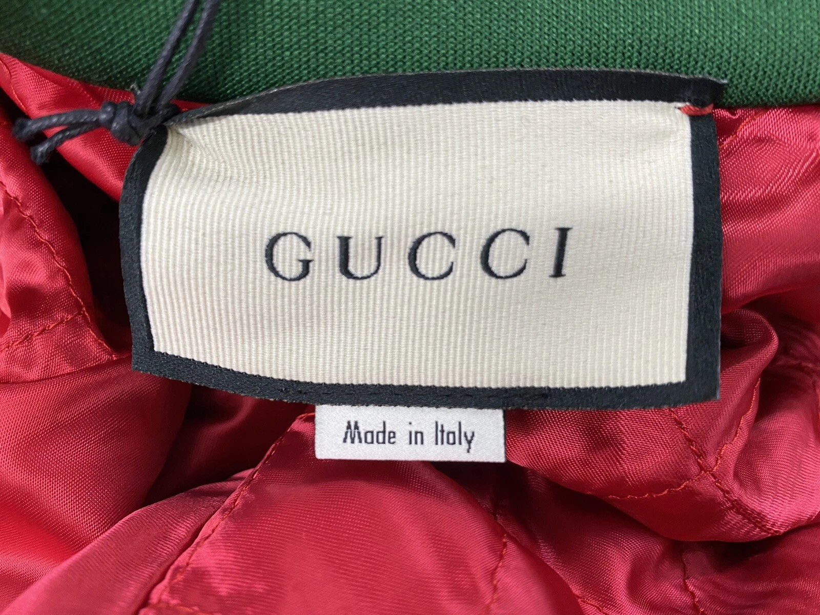 Bomber Gucci in seta verde $3.000 taglia US XL Made in Italy