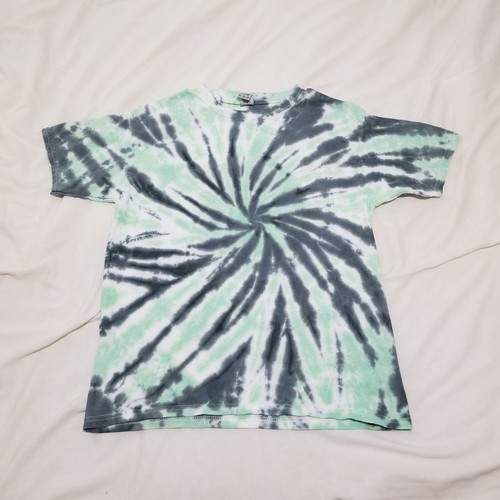 Handmade Tie Dye Seafoam Green & Stormy Gray Spiral Kids T-Shirt Youth size XL