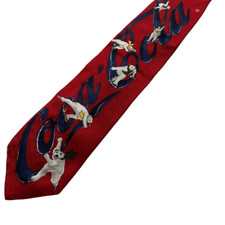 EUC - Coca Cola Men  s Red Tie Polar Bears 100 Silk