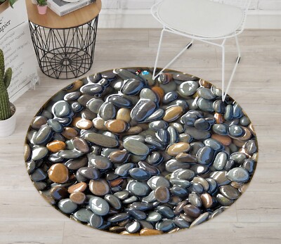 3D Black Pebbles O2970 Game Rug Mat Round Elegant Photo Carpet Mat Eve ...