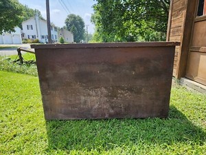 RARE*Large Primitive Wooden Storage Trunk/Chest Antique Vintage w/Wheels 
