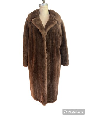 Vintage Real Mink Fur Coat Brown Solid Size M Medium Soft and