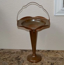 Antique Copper Lehman Brothers New York Compote with Handle and side Hooks 13"