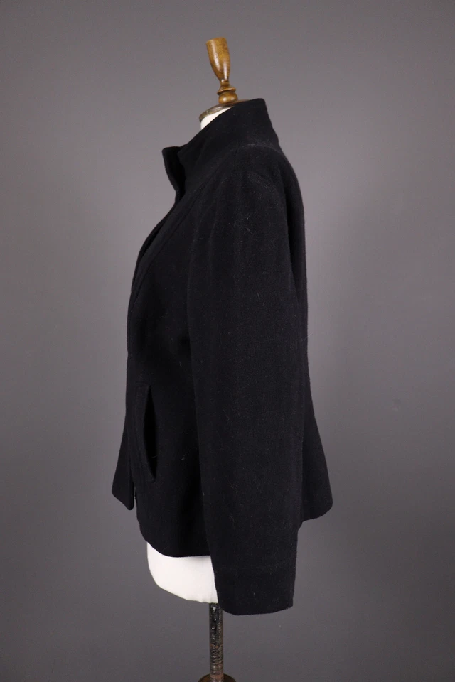 Abrigo Chaqueta Vintage Laura Ashley Negro Lana Botón Talla UK 18 EUR 44 EE. UU. 14 Foto 4 de 4