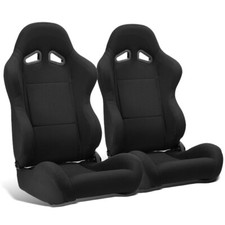 Black Pineapple Fabric Reclinable Universal Racing Seats Replacement Pair