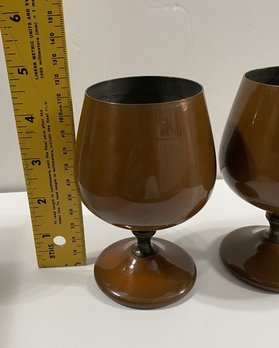 Juego de 2 copas de vino chapadas en cobre de colección Kaicut Japón firmadas hechas a mano - Imagen 6 de 14