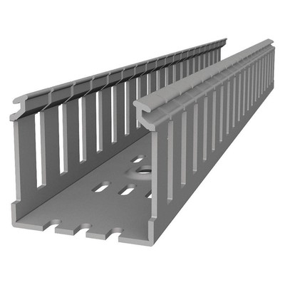 THOMAS & BETTS TYD3X4WPG6 Wiring Duct,Wide Slot Wall,Gray,6 ft. L 53UH89