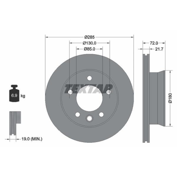 Textar 2X Bremsscheibe Vorne Ø285 Mm InnenbelüFtet FüR Mercedes-Benz Sprinter-image
