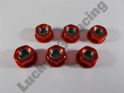 Set of 6 Alloy sprocket cush drive nuts M12 x 1.25mm Red x6 six | eBay