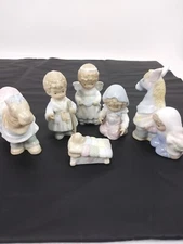 Vtg Christmas Nativity Ceramic Childrens Pageant 1996 COSMOS Creche Manger