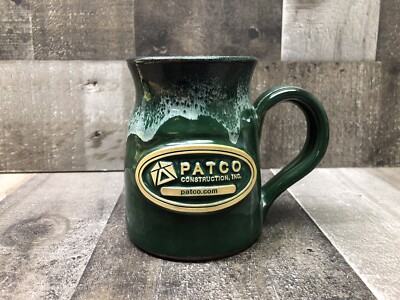 Deneen Pottery Coffee Mug PATCO Construction Inc - Hand Thrown Green Glaze