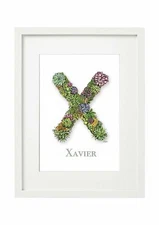 'X' Personalised Illustrated Alphabet Art Print, perfect modern nursery gift 