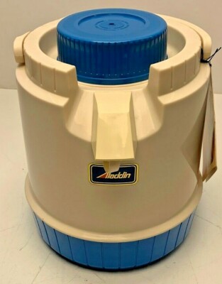  Vintage Aladdin's Pump-A-Drink Gallon Jug Cold Drink Dispenser Blue NOS
