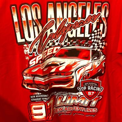 美品！90s NEIGHBORHOOD L/S Print Tee Shein Graphic Tee Los Angeles CA 97 Limit Adventures Top Racing
