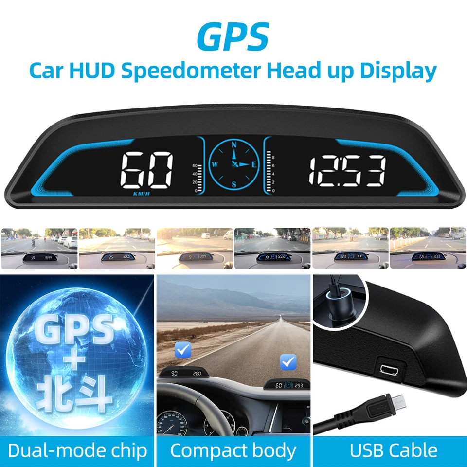 Universal HUD Head UP GPS Speedometer Digital Display Car Speed Warning OBD2 II - image 3 of 4
