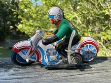 Vintage 1960's Tin Lithograph Wind Up Motorcycle Racer Toy China MS-702