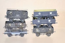 COOPER CRAFT RATIO KIT BUILT RAKE of 6 WEATHERED GWR LOCO OPEN & FLAT WAGON 4om