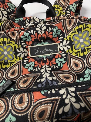 Vera Bradley SIERRA Backpack Paisley Floral Black Blue Teal  display picture 1
