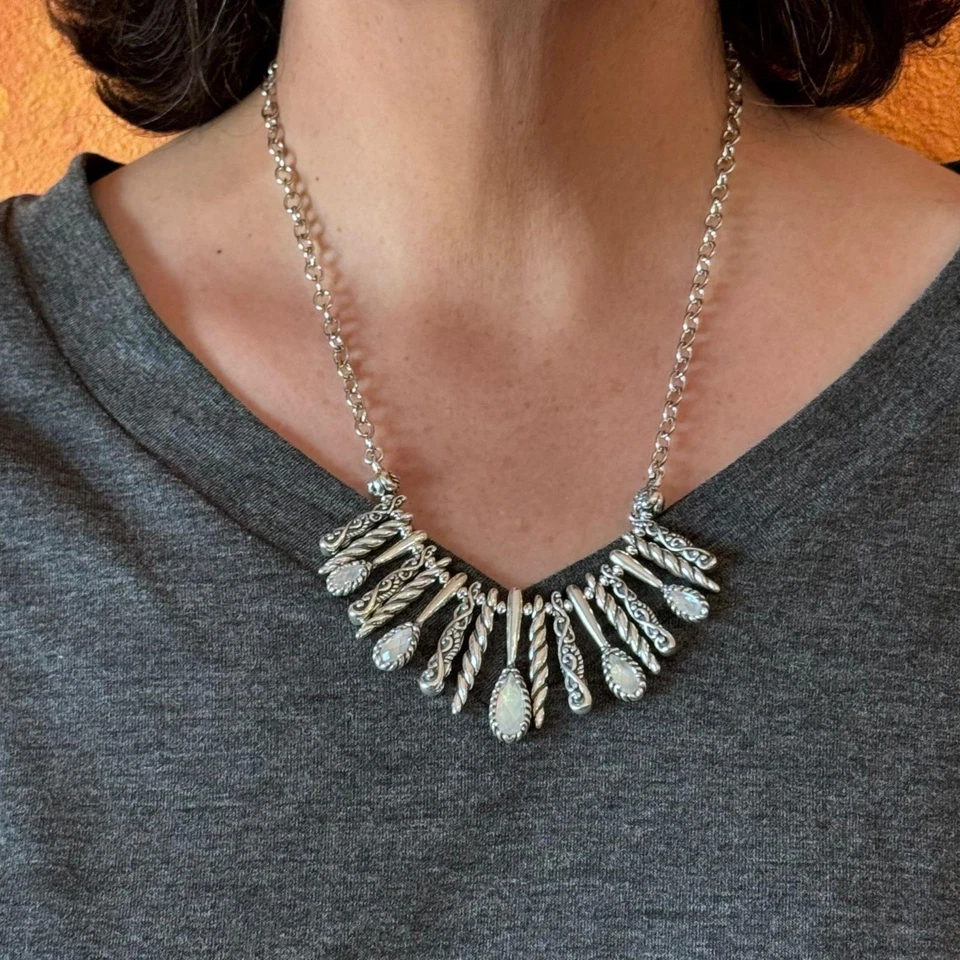 Collar para mujer Carolyn Pollack de plata esterlina madreperla doble dije Foto 2 de 4