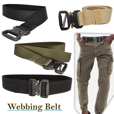 Ceinture Travail Tactique Rapide Libération Boucle Hommes Armée Toile Nylon - Photo 1/4