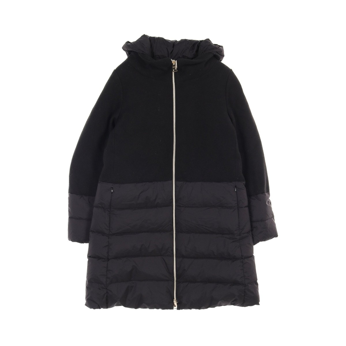 【関税&送料込み】Herno Wool Down Coat Coat】HERNO down coat wool nylon black switching Good