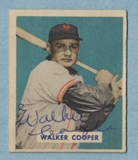 1949 Bowman #117 Walker Cooper New York Giants Signed Card (Dec'd 1991) 